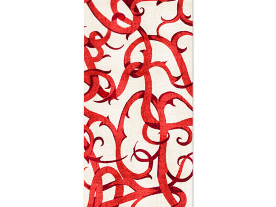 Thorn I in Red on Cream, 3 ft. x 10 ft.