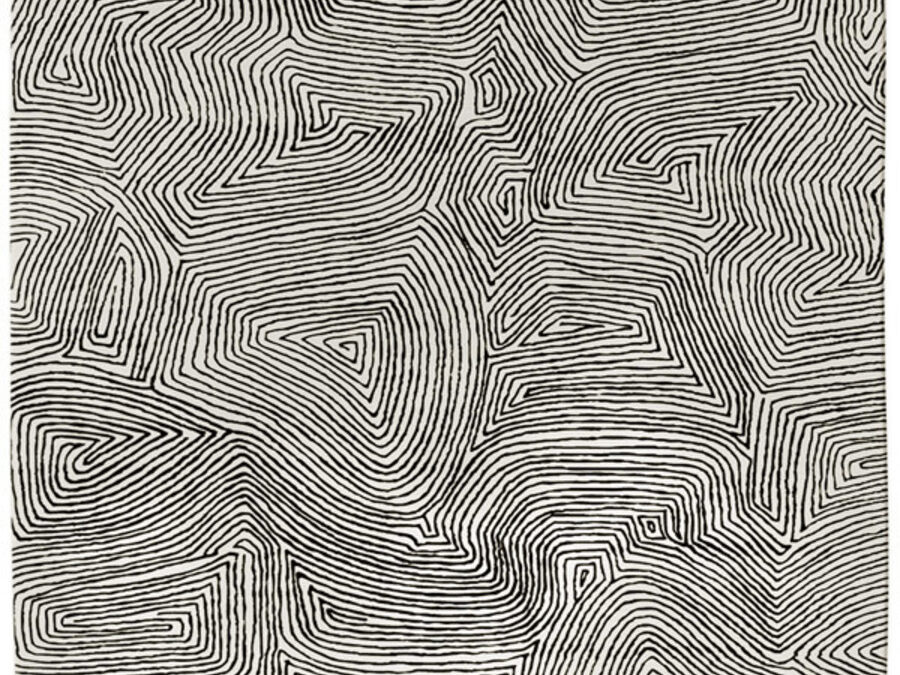 Maze in Black on Cream, 10 ft. x 14 ft.
