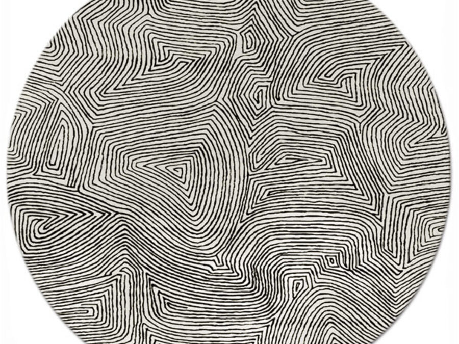 Maze in Black on Cream, 8 ft. x 8 ft.
