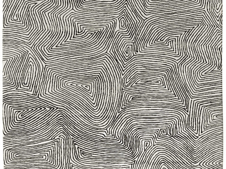 Maze in Black on Cream, 12 ft. x 16 ft.