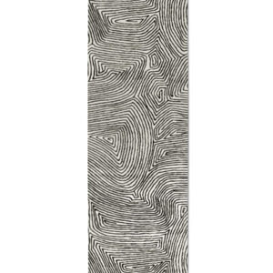 Maze in Black on Cream, 3 ft. x 10 ft.