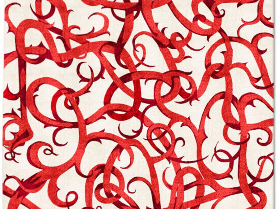 Thorn I in Red on Cream, 10 ft. x 14 ft.