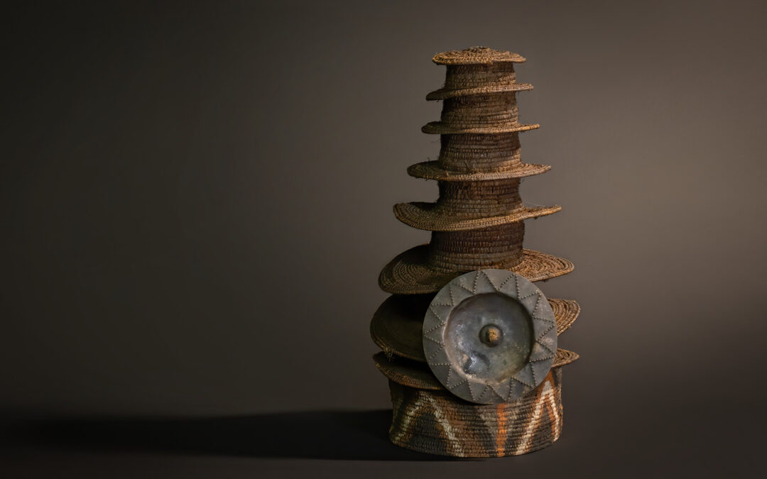 “Celestial Authority: Ekonda Botolo Hat with Nine Tiers and Star-Marked Prestige Disc”