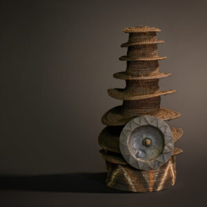 "Celestial Authority: Ekonda Botolo Hat with Nine Tiers and Star-Marked Prestige Disc"