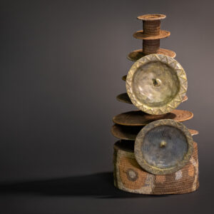 "Celestial Balance: Ekonda Double-Disc Botolo Hat with Symbolic Geometric Band"