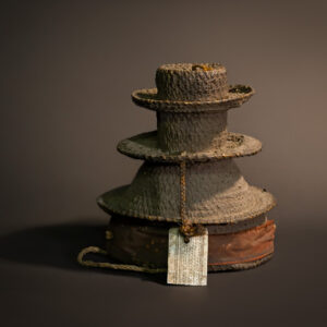 "Ancestral Edict: Ekonda Botolo Hat with Three Tiers and Silver Ritual Pendant"