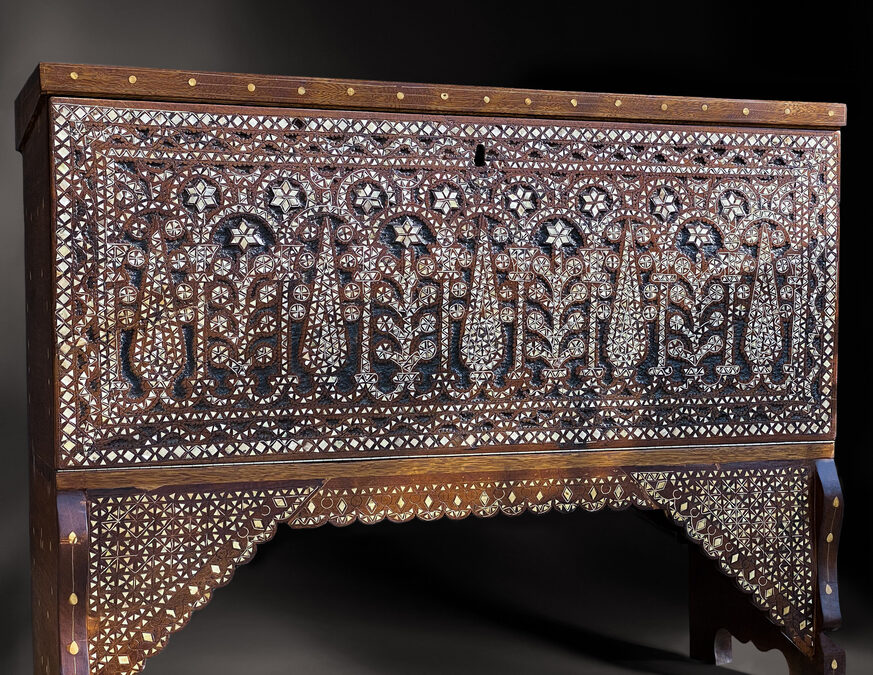 “Ancient Echoes” Mother-of-Pearl Inlaid Wedding Chest